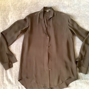 Theory double georgette 100% silk Brana blouse XS New